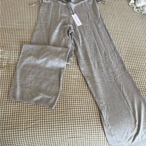 Frankie's Bikinis Light Gray Knit Wide-Leg Pants